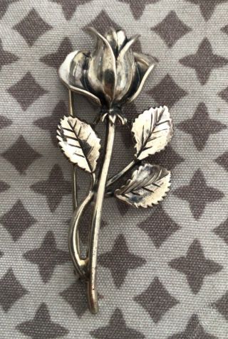 Vintage Sarah Coventry Sterling Silver Pin Brooch Flower Rose