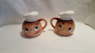 Vintage Anthropomorphic Chefs Oh My Fly Salt And Pepper Shakers Py
