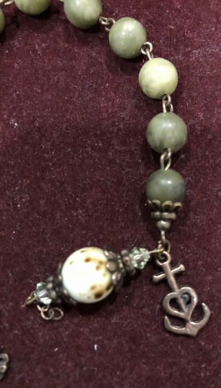 Vintage Green Bracelet With Charms 6” 3