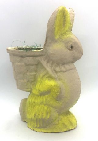 Vintage 1960 Paper Mache Bunny Rabbit Candy Container With Basket