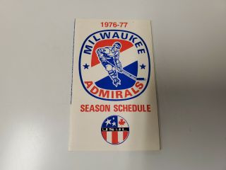 Rs20 Milwaukee Admirals 1976/77 Minor Hockey Pocket Schedule - Pabst Blue Ribbon