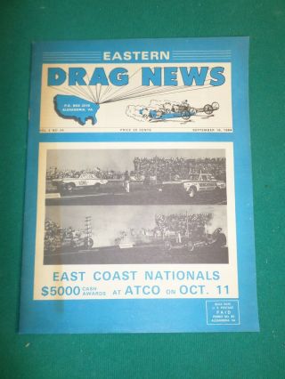 Vintage - " Eastern Drag News " Vol.  3 No.  24 September 18,  1964