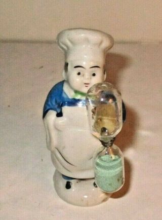 Vintage Figural Kitchen Baker / Chef Porcelain Egg Timer Made In Japan
