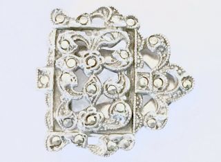 Vintage Art Deco Sterling Silver Marcasite Dress Clip Pin
