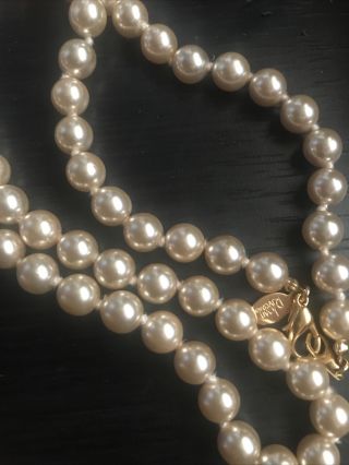 Joan Rivers Pearl Necklace White Faux Pearls Costume Necklace 24” Long Vintage