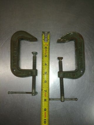 2 Vtg Craftsman 5 - Inch C - Clamps 66675 Malleable Usa 8 " Long,  2 1/2 " Throat