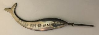 Vintage Whale Art Co St.  Louis Sewing Punch Embroidery Needle Narwhal Silver