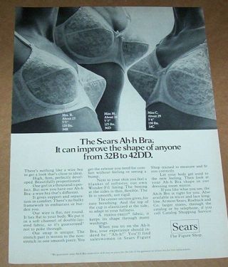 1973 Ad Page - Sears Ah - H Bra Girl Lingerie Figure Shop Vintage Print Advertising