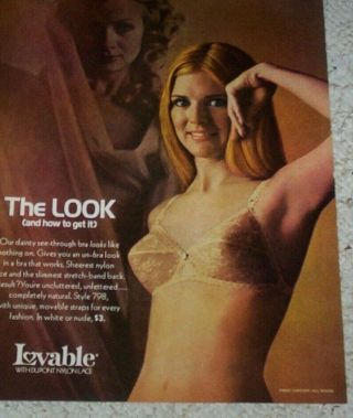 1970 Print Ad Page - Lovable Sheer Bra Sexy Girl Lingerie Vintage Advertising