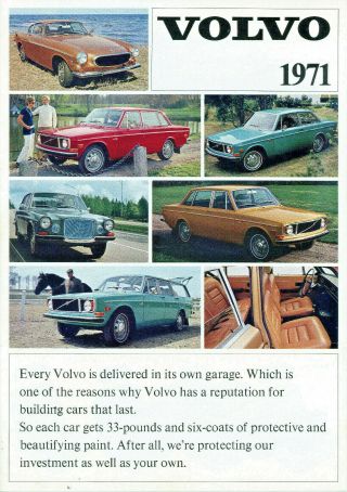 Vintage 1971 Volvo 142,  144,  145,  164 And 1800e Paint And Interior Color Chart