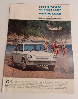 Vintage Car Vehicle Sales Leaflet - Hillman Imp & Imp De Luxe Mark 2