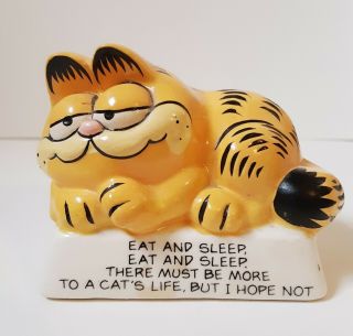 Vintage Garfield Enesco Figurine Eat And Sleep 1981