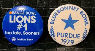 Vintage College Football Bowl Pinback Buttons - All American,  Bluebonnet,  NCAA 3