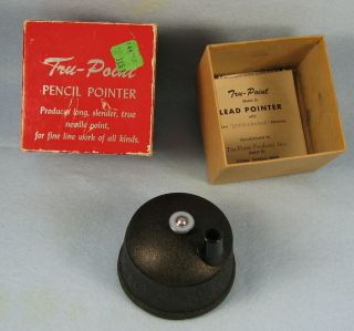 Vintage Tru - Point Drafting Pencil Lead Pointer Sharpener Black Cast Iron Model - D