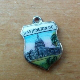 Vintage Washington Dc Sterling Silver Enamel Travel Shield Charm