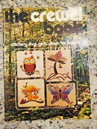 Vintage The Crewel Pattern Book Stitchery Embroidery 1971 Flowers Owl
