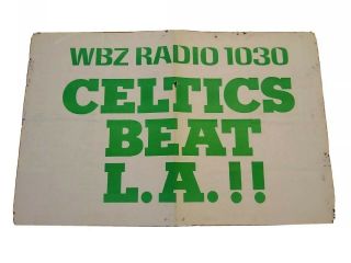 Boston Celtics Vintage 1980s Beat L.  A.  Poster Wbz Radio
