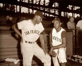 Roberto Clemente & Willie Mccovey - 8 " X 10 " Photo - 1960 - Forbes Field