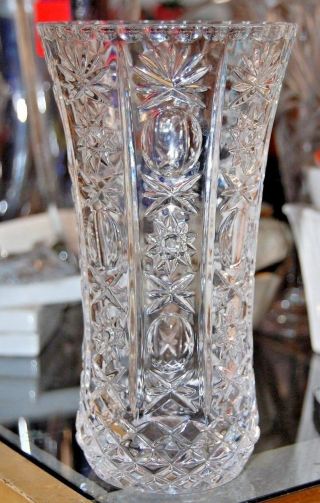 Vintage Lead Crystal Glass Flower Bouquet Vase Wedding Cut Wexford Eapc Beauty