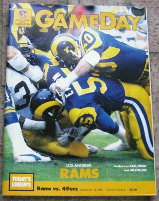 September 14 1986 San Francisco 49ers At Los Angeles Rams Nfl Football Program