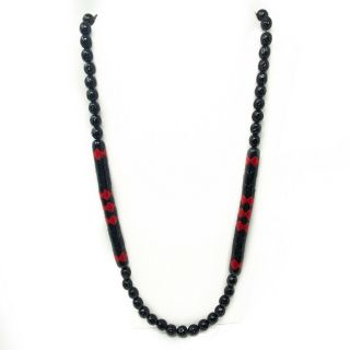 Vintage Necklace Monet Black Red Beaded Retro Costume Jewelry 31”
