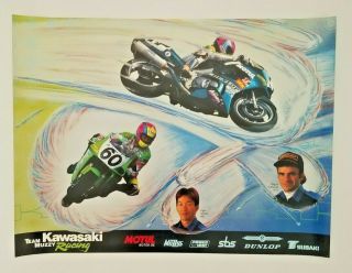 Vintage Poster 1993 Team Kawasaki Muzzy Racing Miguel Duhamel Tiger Sohwa Ninja