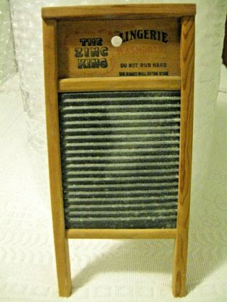 Small Vintage Antique Travel Washboard - The Zinc King - National Washboard Co.