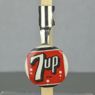 Vintage Celluloid Pencil Topper Pocket Clip Advertising Red 7up