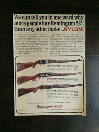 Vintage 1963 Remington 22 Model Nylon 66 76 10 11 12 Rifle Color Ad