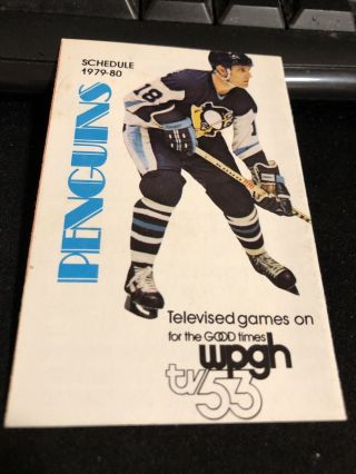 1979 - 80 Pittsburgh Penguins Hockey Pocket Schedule Wpgh/tv53 Ross Lonsberry