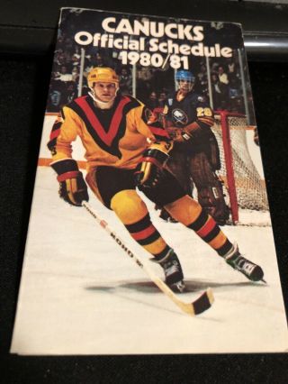 1980 - 81 Vancouver Canucks Hockey Pocket Schedule Molson Version
