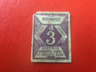Rhymney Railway Co: 3d Purple Newspaper Parcel Stamp - Scarce