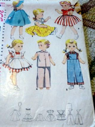 Great Vtg 1950s 16 " Doll Clothing Sewing Pattern