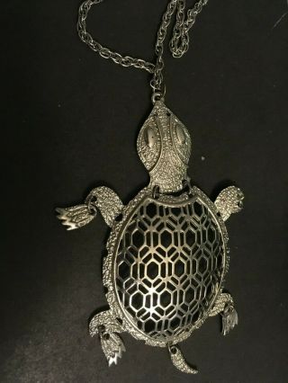 Vintage Estate Chunky Turtle Pendant Chain Necklace