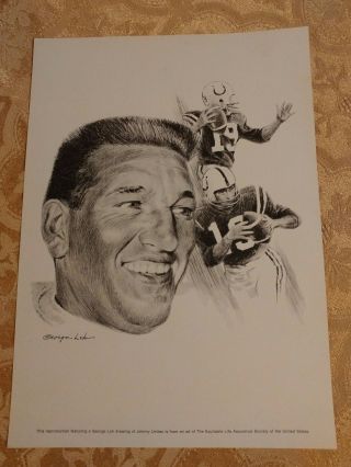 Johnny Unitas Print George Loh Drawing Frameable Print Nfl Baltimore Colts Afc