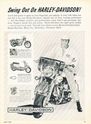 1964 Harley Davidson Duo - Glide Motorcycle Advertisement Print Art Ad J909