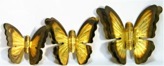 Brass Butterfly Wall Art Metal Plaques Graduated Sizes Mid Century Vintage Set 3 3