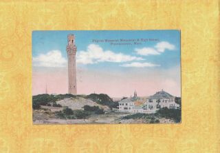 Ma Provincetown 1908 - 29 Vintage Postcard Pilgrim Memorial & High School Building