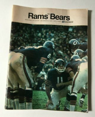 Dec.  1968 Nfl Football Program Chicago Bears At Los Angeles Rams