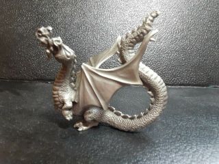 Vintage 1984 Rawcliffe Pewter Fire Breathing Dragon Sculpture
