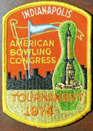 Vintage 1974 Abc American Bowling Congress Indianapolis Tournament Bowling Patch