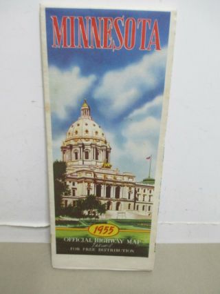 1955 Minnesota Official Road Map State Highway Department - -