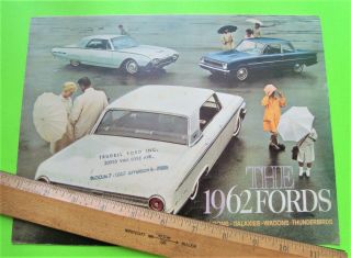 1962 Ford Full Line Color Folder Brochure Falcon Galaxie Wagons T - Bird Xlnt