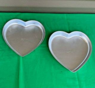 Set Of 2 Vintage Wilton Heart Shaped Aluminum Cake Pans 502 - 951