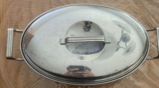 Vintage Flint Ware By Ekco Stainless Oval Roaster With Lid