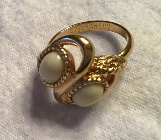 Vintage Sarah Coventry Cocktail Ring Gold Tone Ring (adjustable) Size Now 7.  5