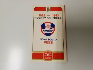 Rs20 Nova Scotia Vees 1982/83 Minor Hockey Pocket Schedule - Oland Export