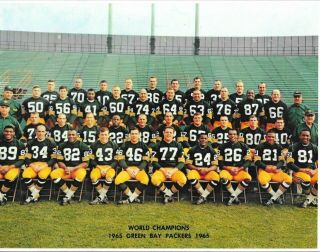 1965 World Champs Green Bay Packers Team Bart Starr Football Photo