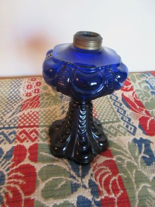 Vintage Cobalt Glass Kerosene Oil Lamp