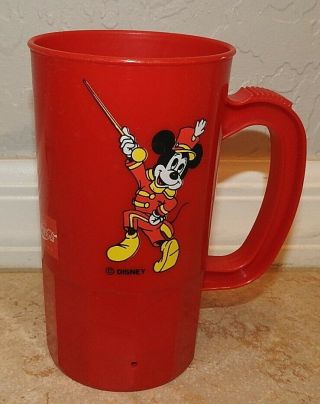 Vintage Walt Disney World 22 Mickey Mouse Red Plastic Mug Cup Coca Cola